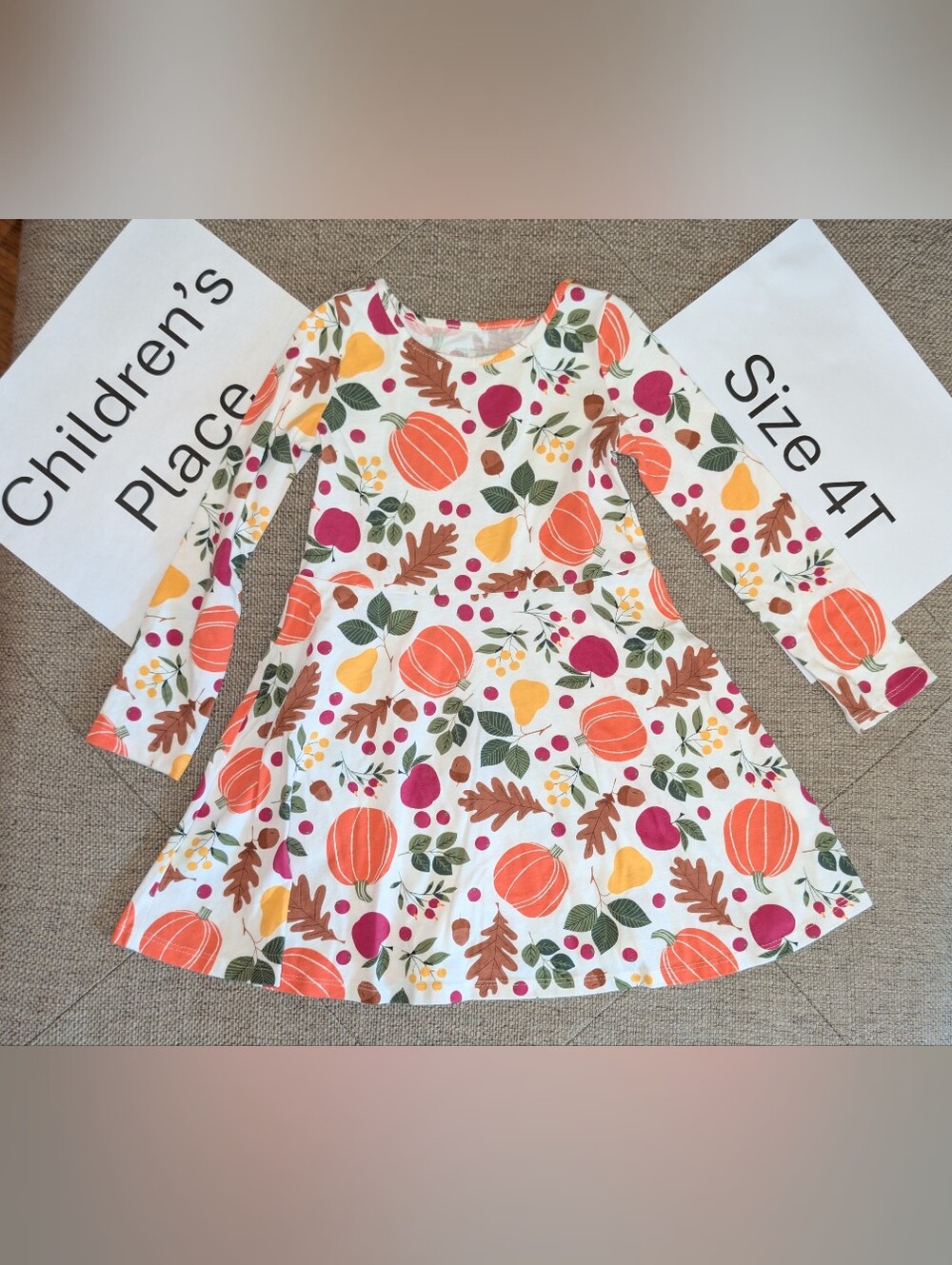 Thanksgiving Fall Pumpkin Print Children's Place 4T Dress